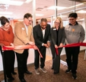 cutting of ribbon in dedication ceremony